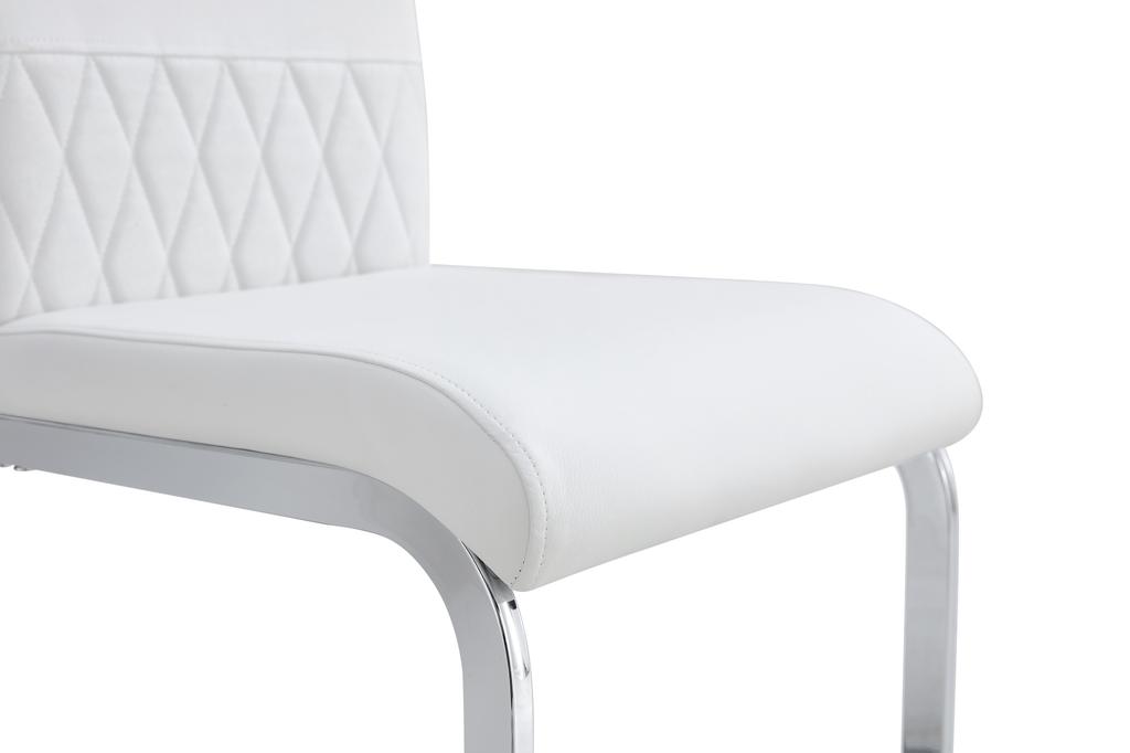 Modern Dining Chairs Set of 2, Backrest of PU Faux Leather and Linen, High Back Upholstered Side Chair for Dining Room, Kitchen, Guest Office, White