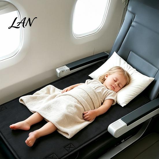 Toddler Travel Essentials Airplane Bed, Portable Seat Extender, Kids Soft Velvet Leg Rest Foldable for Long Flights, 31.1 x 17.32 Inches Support