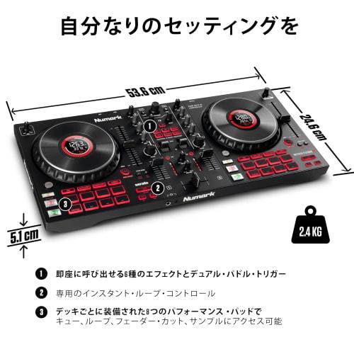 DJ-контроллер Numark, 4-дековый, сенсорные джоговые колеса, Serato DJ Lite, DJ-микшер, Стриминг, DJ-оборудование, Пэды FX, Встроенный аудиоинтерфейс, Numark
