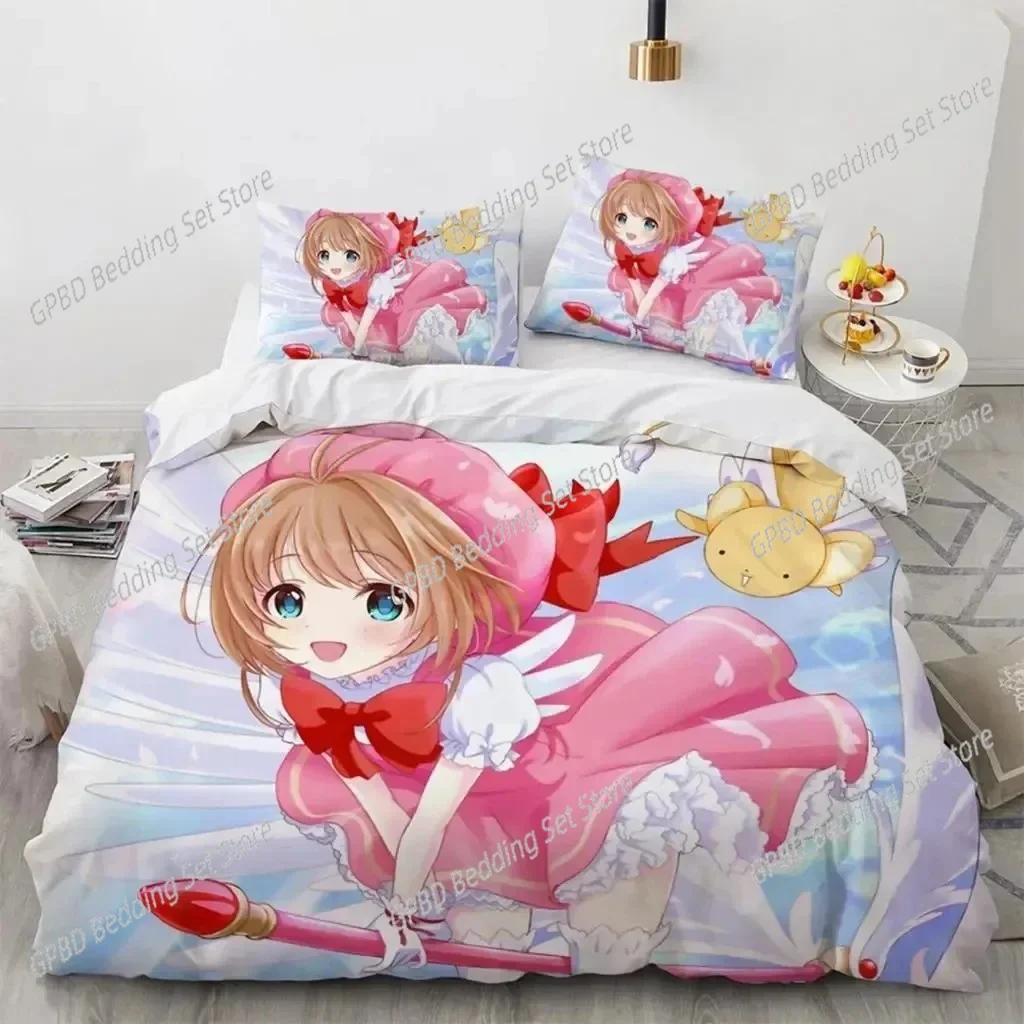 Одеяло Аниме Cardcaptor Sakura Комплект постельного белья 3D-печать Подходит для спальни Детская Домашний текстиль