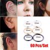 60 Pcs/Set Thin Steel Open Nose Ear Ring Hoop Piercing Stud Stainless Steel Toe Ring Midi Rings Set