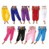 Womens Belly Dance Costume Chiffon Bloomers Plastic Beads Tassels Metallic Ruched Waistband Side Split Pants