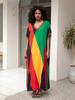 Summer Sexy Beach Dresses Flag Color Bat Sleeve Side Split Loose Kaftan Bathing Suit Cover Up For Women Cozy House Dress Q1658