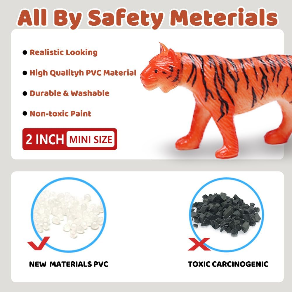 Фигурки животных, Набор из 54 мини-игрушек «Джунгли», ValeforToy Реалистичные дикие животные из винилового пластика, Обучающие, Подарки на вечеринку для мальчиков и девочек, Детей, Малышей, Лесные