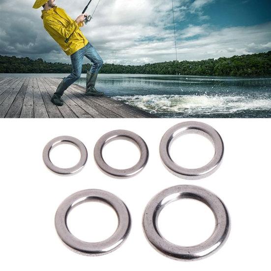 MUQZI Sports Accessory 50Pcs Fishing Solid Stainless Steel Snap Split Ring Lure Tackle Tool Connector