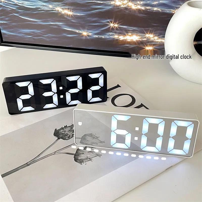 LED Multi-Function Mirror Alarm Clock: Makeup Mirror with Battery & Plug-in Options