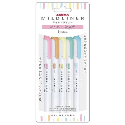 Zebra Хайлайтер Mildliner 5 пастельных цветов WKT7-5C-N для креативного ведения дневника