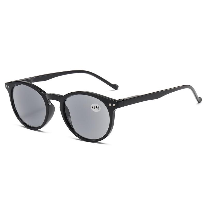 European & American Classic Retro Round Frame UV380 Gray Lens Sun Reading Glasses 8217