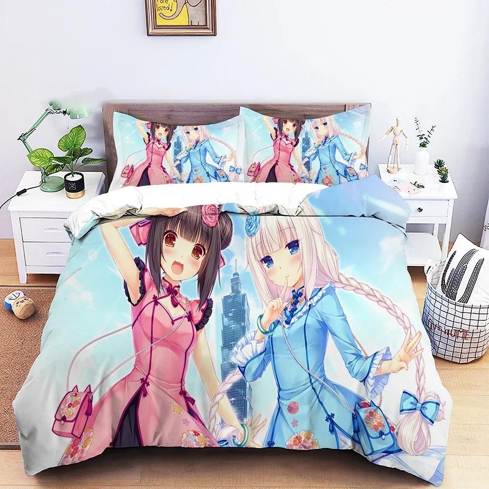 Аниме Nekopara Сексуальная Девушка Комплект Постельного Белья 3D Печать Подходит для Спальни Мягкий Пододеяльник с Наволочками Для Детей Детский Домашний Текстиль