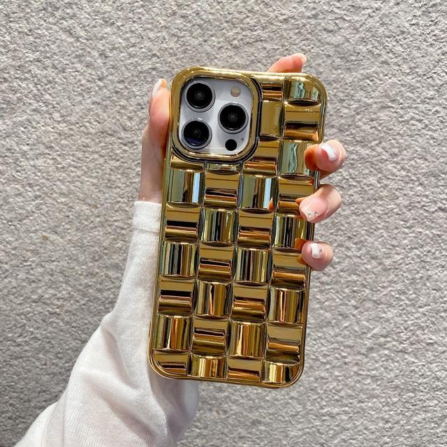 Роскошный чехол для телефона с 3d сетчатым плетением для Iphone 14 11 12 13 Pro Max 14 Plus, мягкий защитный чехол с яркой кожей