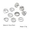 10 шт., резное женское элегантное кольцо с полым отверстием, универсальное, темпераментное, для костюма