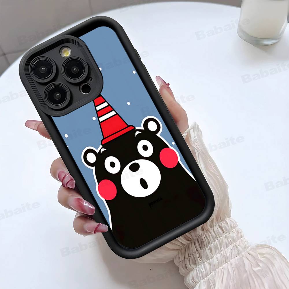 Kumamon For IPhone 17 Pro Max 16 15 14 13 12 11 Plus Black Soft Phone Cover