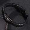 Fashion Men Black Genuine Leather Bracelets & Bangles Black Bracelet Chain Charm Man Jewelry