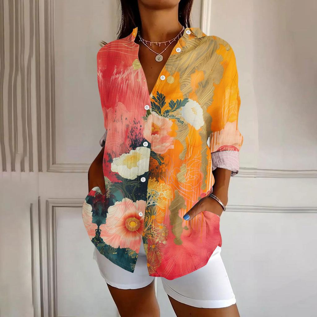 Womens Button Down Shirt  Long Sleeve Shirts For Women Print Graphic  Blouse Top