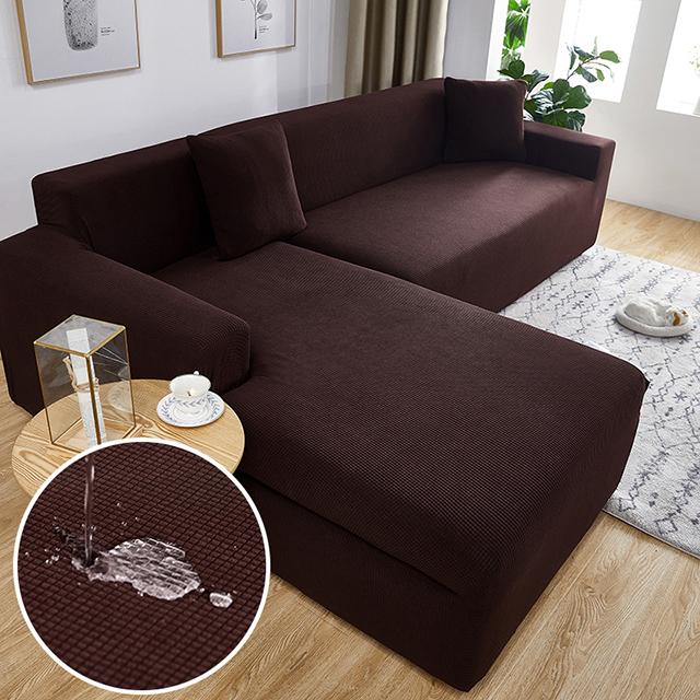 Водонепроницаемые эластичные чехлы для диванов, однотонные чехлы для диванов, L-образный угловой чехол для дивана, защитные чехлы для диванов, 1/2/3/4 сиденья