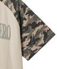 MOZMOZ Camo Color Block Raglan Pigment Oversized Short Sleeve T-Shirt Beige