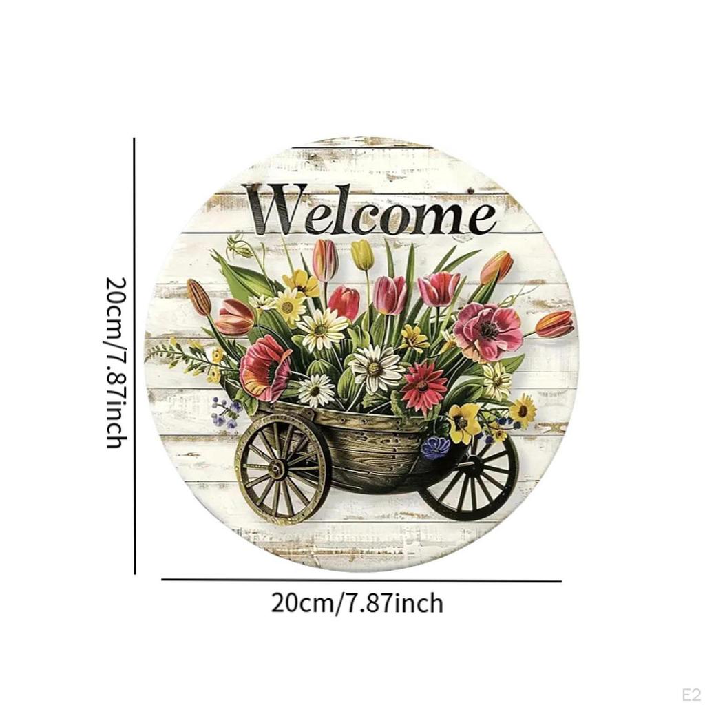 Floral Art Welcome Plaque for Front Door, Wood Decoration Indoor And Outdoor Use