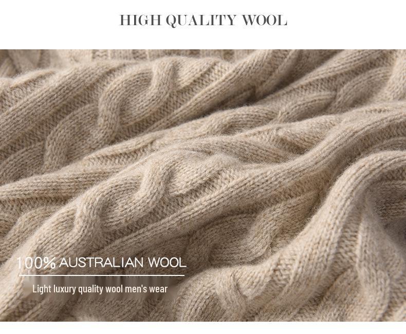 Мужской кашемировый пуловер - Осень/Зима 2022, Свободный крой, Воротник половинной высоты, Большой размер, Однотонный трикотаж