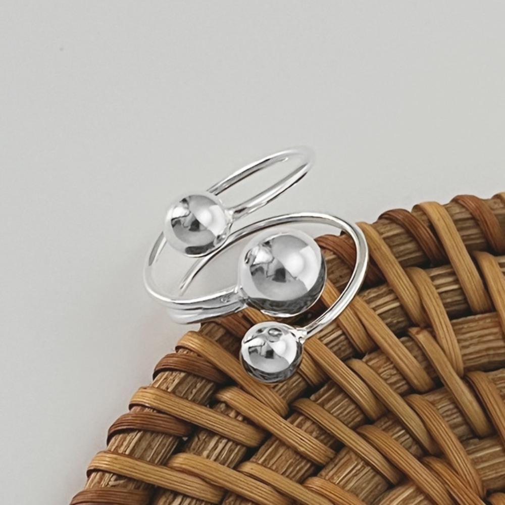 Light Luxury Metal Ball Ring Ball Shape Finger Opening Ring Irregular Planet Ring Women