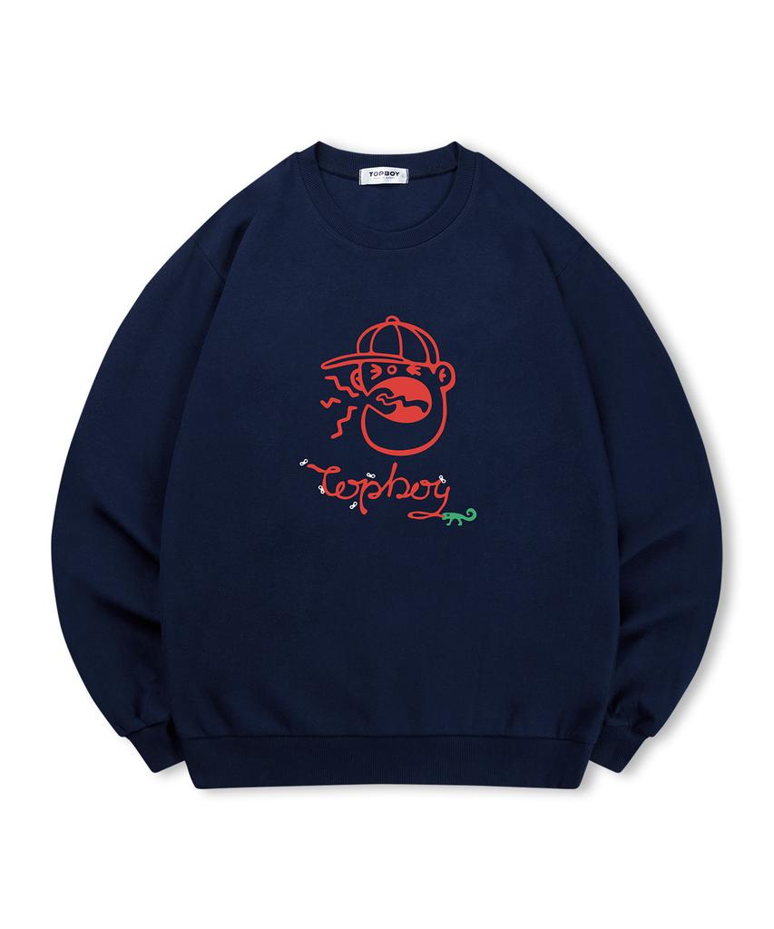 TOPBOY [Non-Fleece Or Fleece-Lined] Big Mouth Print Sweatshirt (Type C)