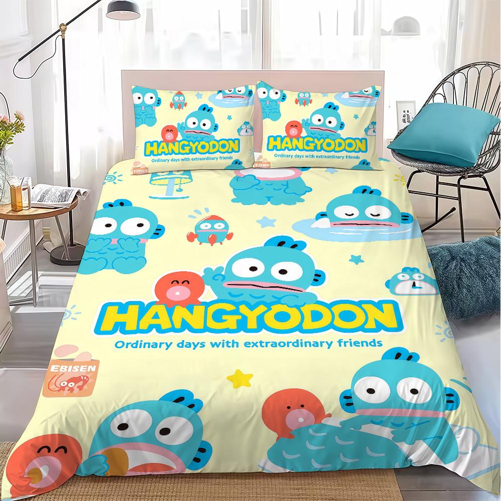 Cute H-HangyodonS Duvet Cover Set Home Style Bedding Soft Laundry Cotton Bed 3 Piece Set Student Dormitory Gift