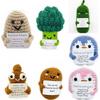 Positive Card Funny Emoticon Cute Handmade Wool Knitted Hug Potato Penguin Cucumber Duck Chick Poo Peas Doll GZW