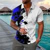 Men's Shirt Polo Casual Zip Short Sleeve Fashion Casual Zipper Summer Spring Regular Fit 3D Blue Graffiti Notes Print Shirt