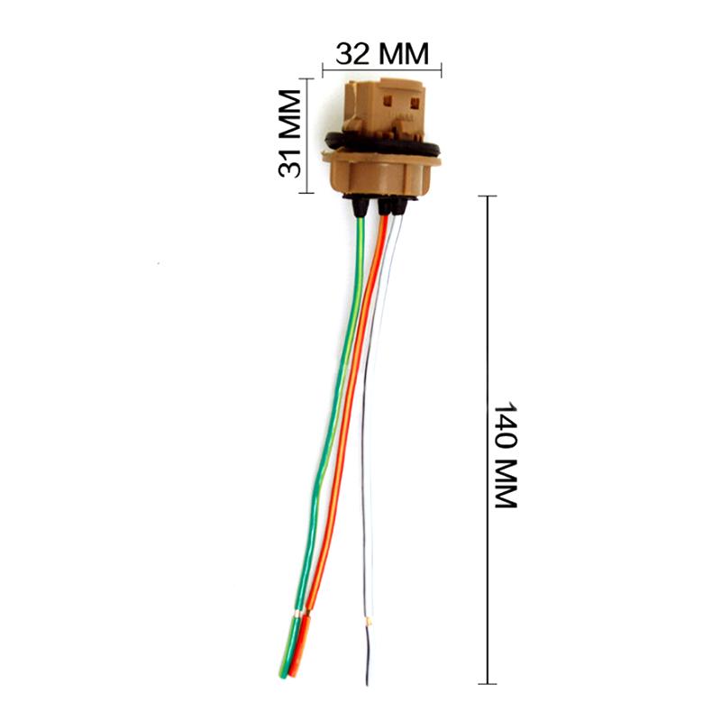 2Pcs 7443 T20 Female Brake Turn Signal Bulb Holder Socket Adapter Wiring Harness