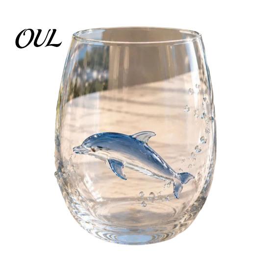 Decorative Coastal Style Water Cup Octopus Glass Tumbler, Ocean Whales Seahorses Crabs Jellyfish Cocktail for Home Deep Sea Kitchen Decor Bar,