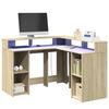 VidaXL Desk with LED Lights Sonoma Oak Engineered Wood, Computer Desk, Writing Desk, Office Furniture At 3309449