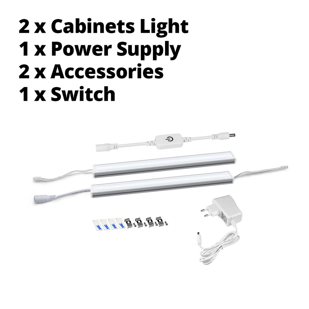 Бесступенчатое затемнение сенсорного переключателя со светодиодной подсветкой Кухонное освещение 30 см/40 см/50 см Светодиодные ленты Барные светильники Алюминиевая трубка для кухни Спальня Шкаф Освещение ЕС Plug