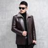 New Autumn and Winter Men's Leather Jackets Men's Thick Leather Jackets Dad Casual Lapel Leather Jackets Men