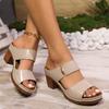Женские модные белые босоножки на толстом каблуке, летние уличные сандалии без застежек, женские повседневные нескользящие тапочки на высоком каблуке, большие размеры