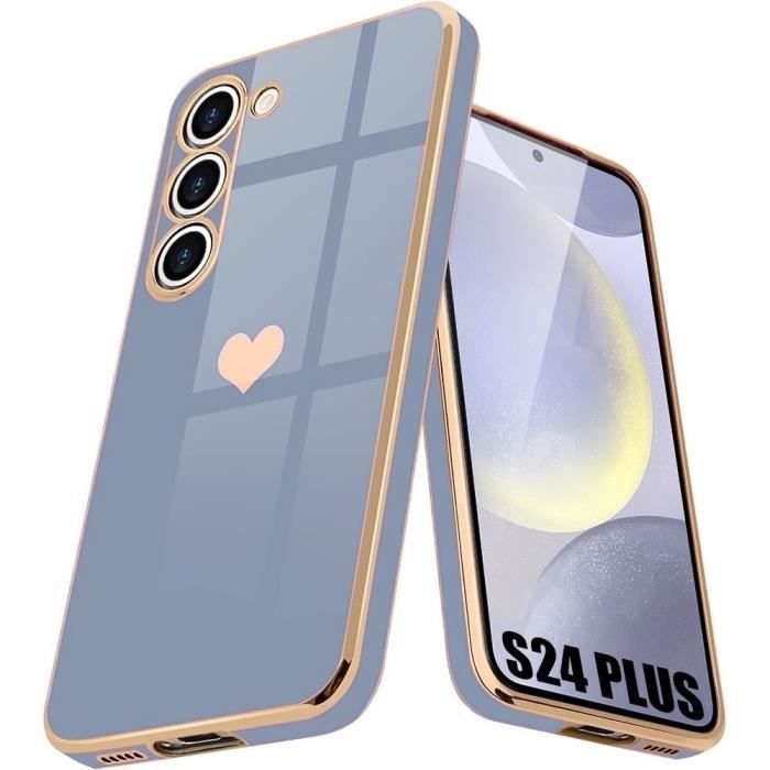 Coque de protection - Booling - pour Samsung Galaxy S24 Plus - Antichoc - Souple - Motif Cœur - Bleu