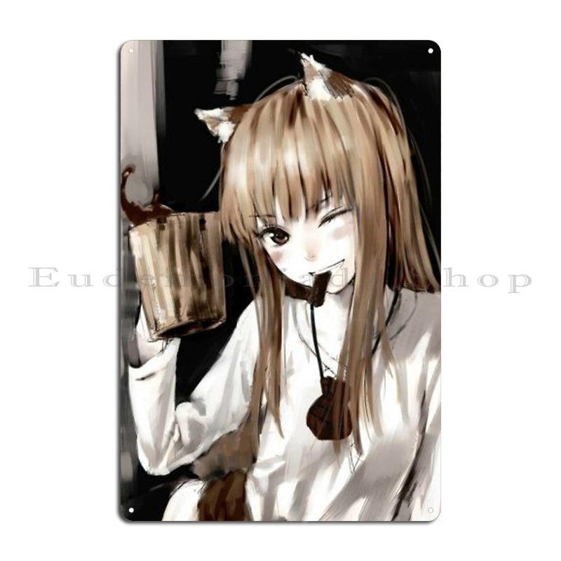 Spice And Wolf Холо Металлическая Табличка Постер Гараж Клуб Дизайн Дизайн Паб Паб Жестяной Знак Постер
