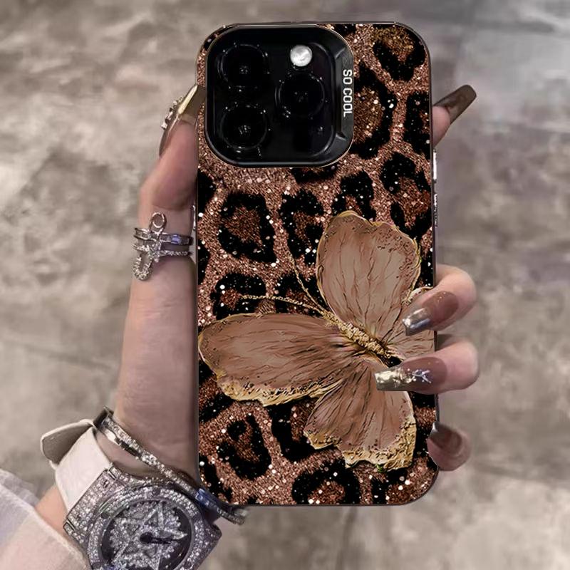 Luxury Butterfly Leopard Print Electroplate Phone Case For Xiaomi Redmi Note 14 13 12 11 10 Pro Plus 12S 11S Redmi 14C 13 Cover