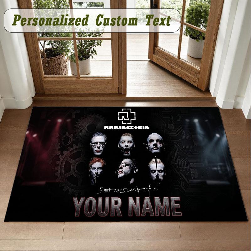 Crystal Velvet Square Rug Custom NameRammstein Pattern Non Slip Home Floor Decor Rug