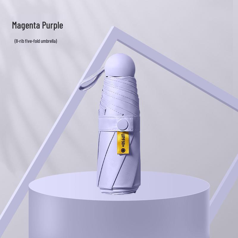 Компактный складной зонт с защитой от УФ-лучей и черной подкладкой