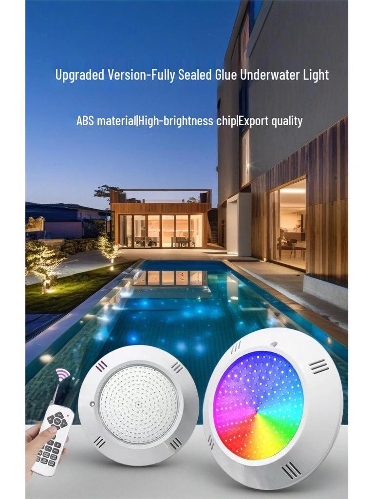 Wireless RGB Waterproof IP68 Wall-Mounted LED Pool Light with Colorful Remote Control.