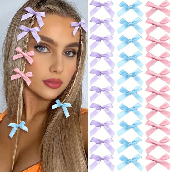 Yousheng 10/24Pcs Girl Hairpin Bowknot Decor Satin Hair Clips Star Shape Hair Pins Long Short Curly Braided Hair Tool Hair Accessories