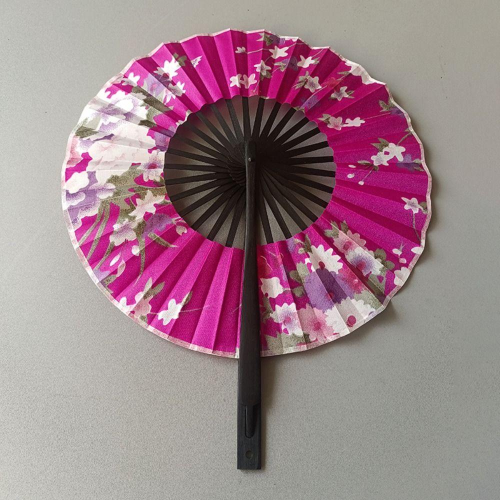 Bamboo Craft Dance Fan Rotatable Handheld Fan Home Decoration Round Folding Fan Girl Gift