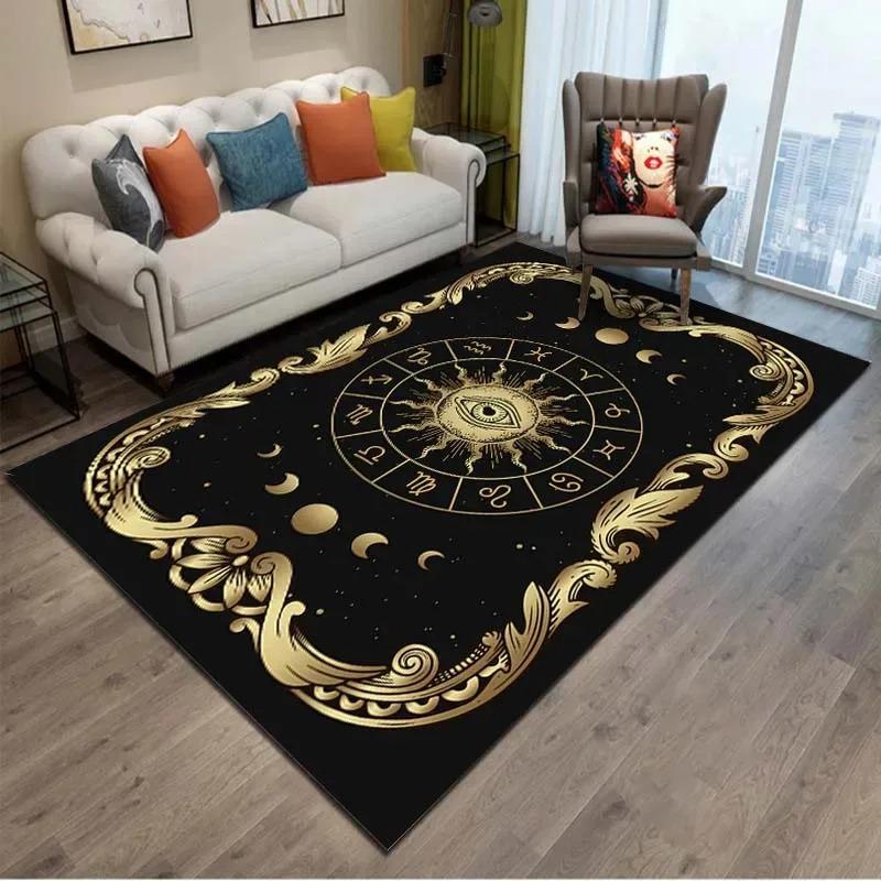 Disney Celestial Black Moon Star Sun Rugs for Living Room Witch Gothic Astrology Zodiac Carpet Floor Mat Rug for Bedr