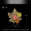Брошь 'Кленовый лист с каплями' Модная эмалевая булавка-лист Личность Растение Кошачий глаз Брошь Женские Ретро Аксессуары для одежды