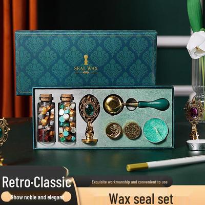 Креативный ретро набор для восковой печати - Включает штамп, гранулы воска и огненную краску для конвертов и подарков.