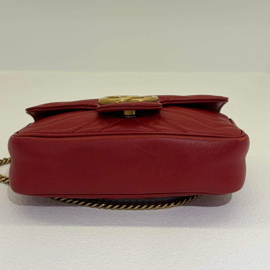 [Pre-Owned] GG Marmont Vintage Metal Logo Quilted Leather Mini Shoulder Bag - Very Good #MTI5ZK
