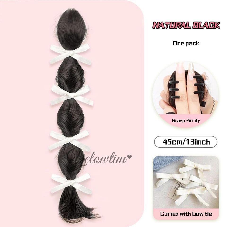 Синтетические волокнистые длинные косички для наращивания волос с резинкой 22 дюйма, боксерские плетеные волосы с небрежным пучком для женщин на каждый день