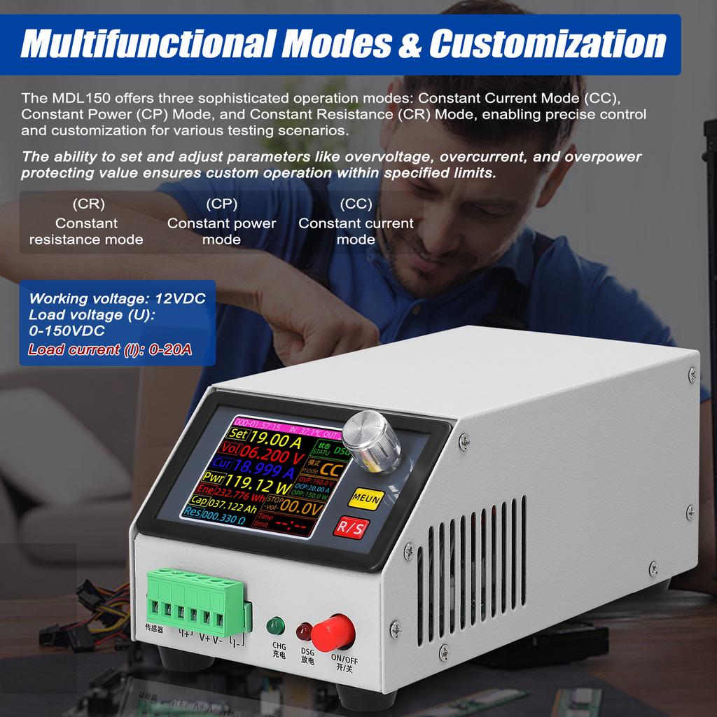 Multifunction Electronic Load Support Constant Current/Power/Resistance Mode with Data Calibration Multiple Parameter Setting