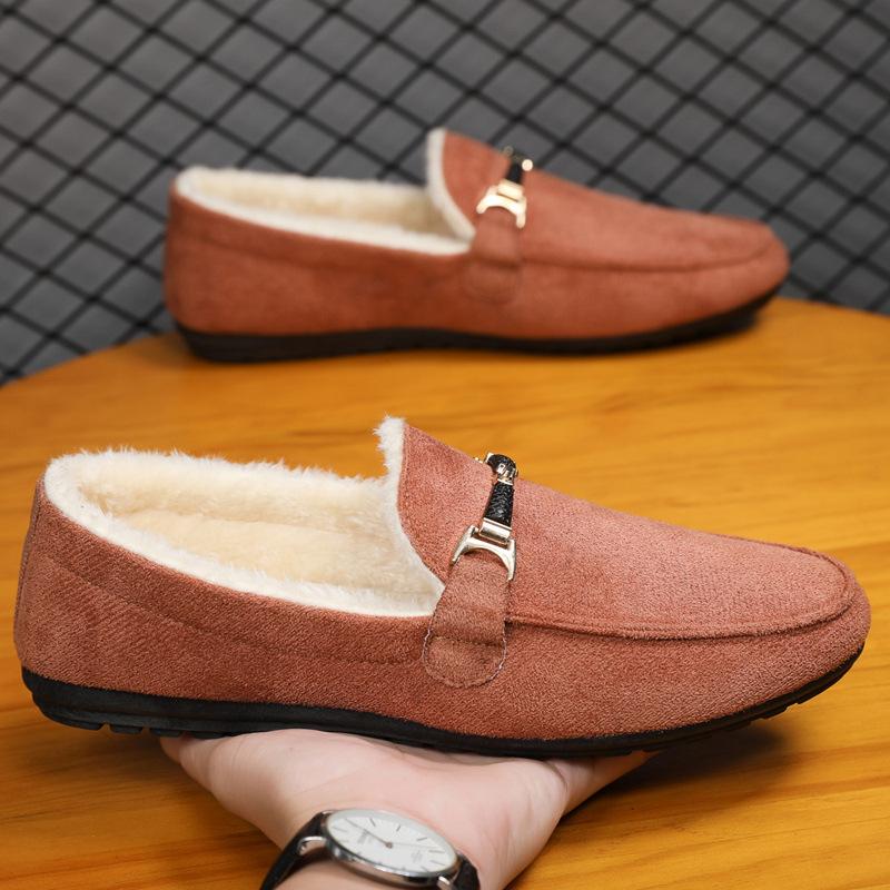 Осенне-зимние бархатные теплые хлопковые туфли мужские туфли Doudou корейская версия модная универсальная повседневная обувь мужские легкие туфли для вождения