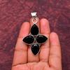 Black Onyx Gemstone Cross shape Pendant : 925 Sterling Silver Handmade Jewelry Pendant