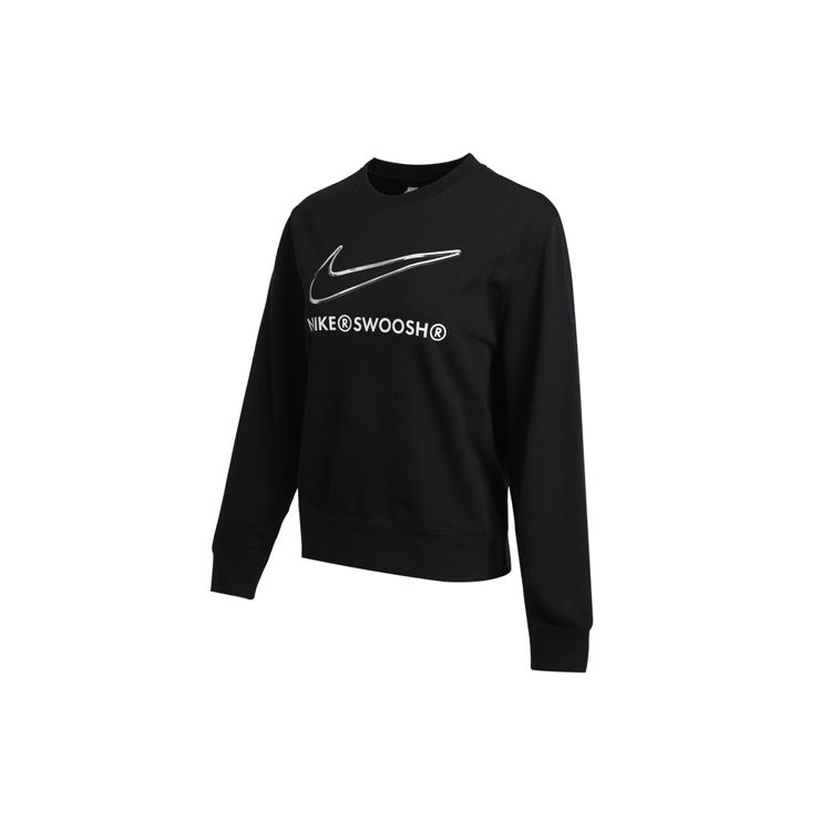 Nike Женская толстовка с логотипом As W Nsw Swsh Crew Fleece с принтом в американском стиле, черная DJ6947-010